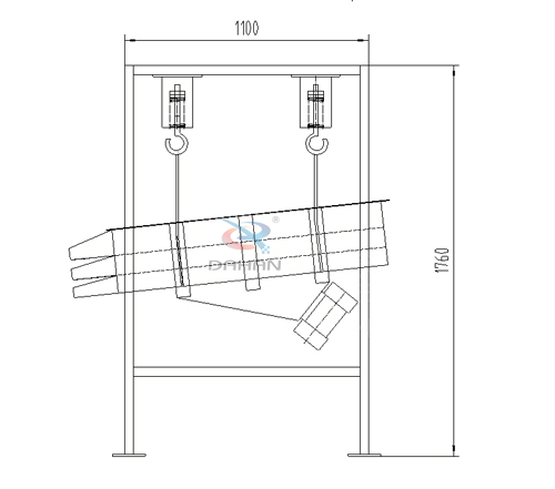 吊挂式长方形振动筛外形尺寸展示图