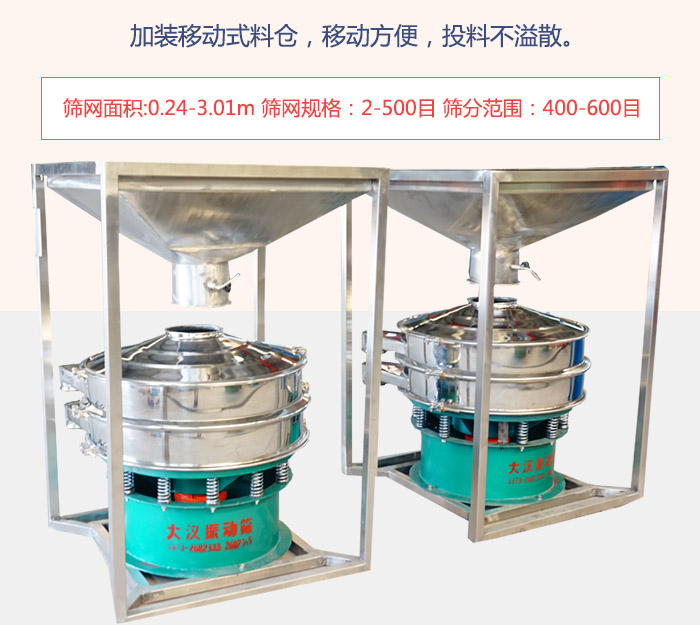 加装移动式料仓，移动方便，投料不溢散。